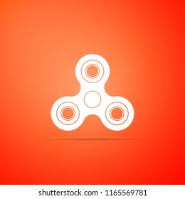 Fidget spinner icon isolated on orange background. Stress relieving toy. Trendy hand spinner. Flat design. Vector Illustration