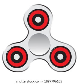 Fidget spinner icon kids toy simple illustration, red and gray colors vector logo, concept of style trend logotype for anti stress of every day