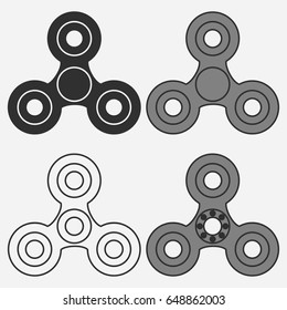 Fidget spinner icon set. Toy for stress relieving and increased focus. Vector illustration.