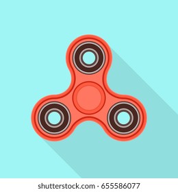 Fidget spinner icon with shadow. Finger spinner stress relieving toy. Hand spinner toy icon. Flat design vector.