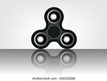 Fidget spinner icon - toy for stress relief and improvement of attention span. Filled with gray and black color. Isolated vector illustration.