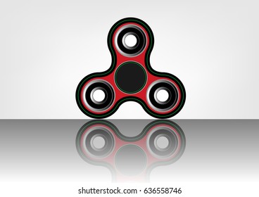Fidget spinner icon - toy for stress relief and improvement of attention span. Filled with gray and black color. Isolated vector illustration.