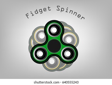 Fidget spinner icon - toy for stress relief and improvement of attention span. Filled with gray and black color. Isolated vector illustration.