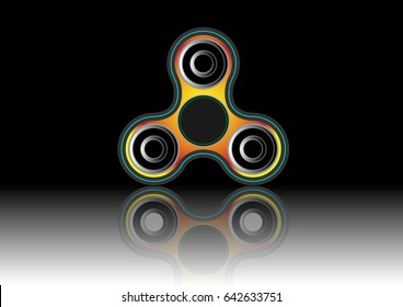 Fidget spinner icon - toy for stress relief and improvement of attention span. Filled with yellow and black color. Isolated vector illustration.