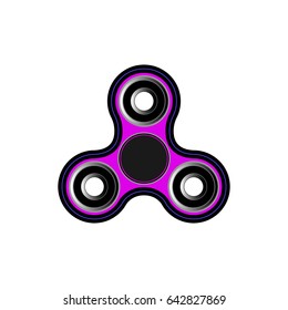 Fidget spinner icon - toy for stress relief and improvement of attention span. Filled with pink and black color. Isolated vector illustration.