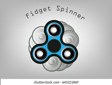 Fidget spinner icon - toy for stress relief and improvement of attention span. Filled with light blue and black color. Isolated vector illustration.
