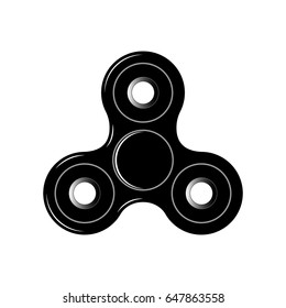 Fidget spinner icon - toy for stress relief and improvement of attention span. Filled with gray and black color. Isolated vector illustration.