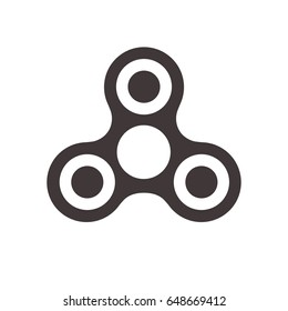 Fidget spinner icon - toy for stress relief and improvement of attention span. Filled with gray color. Isolated vector illustration.