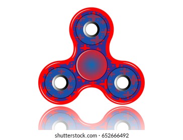 Fidget spinner icon - toy for stress relief and improvement of attention span. Filled blue and red