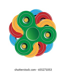 Fidget spinner icon - toy for stress relief and improvement of attention span. Filled multicolor , isolated