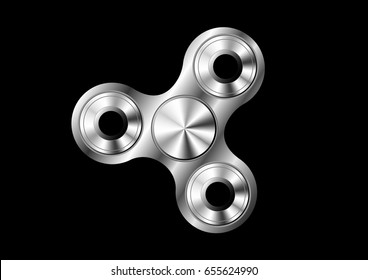 Fidget spinner icon - toy for stress relief and improvement of attention span. Filled metallic