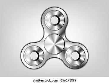 Fidget spinner icon - toy for stress relief and improvement of attention span. Filled metallic