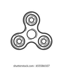 Ícone de vetor de linha giratória Fidget. Dedo giratório estresse aliviando brinquedo. Ícone de brinquedo de giro da mão.