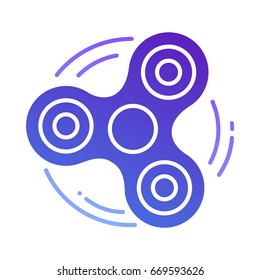 Fidget spinner line vector icon. Finger spinner stress relieving toy. Hand spin toy icon.