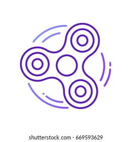 Fidget spinner line vector icon. Finger spinner stress relieving toy. Drawn with outline thin lines