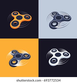 fidget spinner logos set. perspective view vector icons.