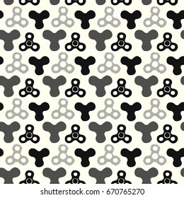 Fidget spinner seamless hand drawn seamless pattern.Hand painted watercolor and ink trendy sketch for textile,wrapping, decoration.