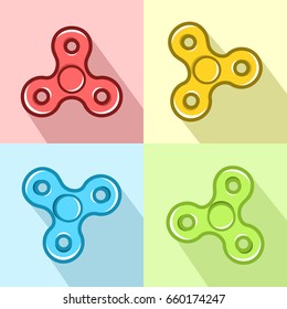 Fidget spinner set anti stress. Stress relieving, hand spin toy icon. Modern Logo Vector illustration