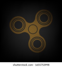 Fidget spinner sign. Icon as grid of small orange light bulb in darkness. Illustration.