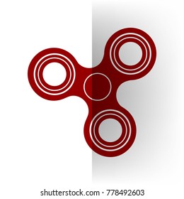 Fidget spinner sign. Vector. Bordo icon on white bending paper background.