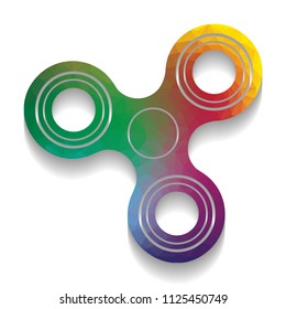 Fidget spinner sign. Vector. Colorful icon with bright texture of mosaic with soft shadow on white background. Isolated.