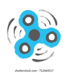 Fidget Spinner Spinning Around. Brush strokes design. Grunge vector illustration.