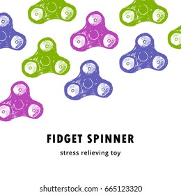 Fidget spinner. Stress relieving toy. Hand drawn sketched style. Vector isolated