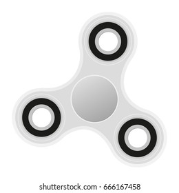 Fidget spinner stress relieving toy on white background. Anti stress and relaxation fidgets, cube and spinner for exhausted people.