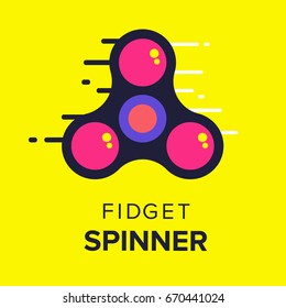 Fidget spinner tow icon in flat vector design. Trendy hipster hand gadget symbol. Anti stress fun game of school kids. Vector illustration.