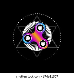 Fidget spinner toy - stress and anxiety relief. Vector. Fidget Spinner toy on the background of the star.