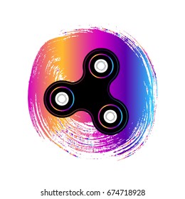 Fidget spinner toy - stress and anxiety relief. Vector. Fidget Spinner toy on the background of bright spots.