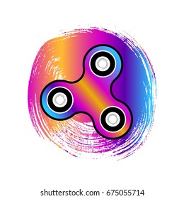 Fidget spinner toy - stress and anxiety relief. Vector. Fidget Spinner toy on the background of bright spots.