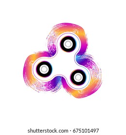 Fidget spinner toy - stress and anxiety relief. Vector. Fidget Spinner toy on the background of bright spots.