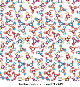 Fidget spinner toy trendy vector seamless pattern