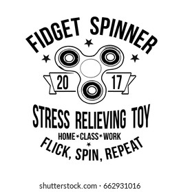Fidget spinner typography for t-shirt print on white background, vector illustration