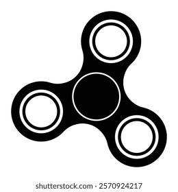 Fidget spinner vector icon. Hand spinner toy for stress relief, focus, and child’s play. Black silhouette isolated on white background.