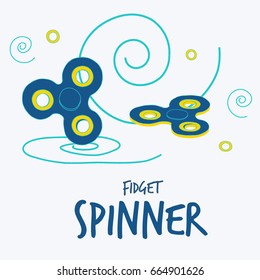 Fidget spinner vector illustration. Hand drawn style anti stress toy.