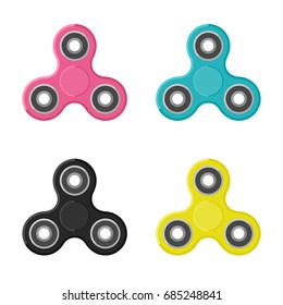 Fidget spinners in flat style. Vector illustration of colors hand toys.