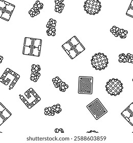 fidget toy fun antistress game vector seamless pattern thin line illustration