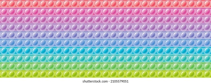 Fidget toy pattern. Popit sensory vector toy. Seamless pastel rainbow popular pop it. 3d soft realistic antistress fidgeting toy. Bubble popit fidget vector. Anti stress sensory cartoon illustration