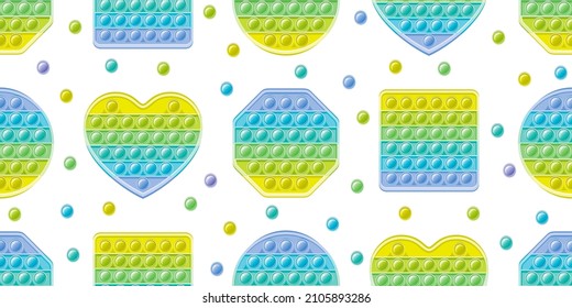 Patrón de juguete de Fidget. Juguete vector sensorial Popit. Un arcoiris pastel sin inconfundibles, popular. Juguete antiestrés realista de la cal de menta azul 3d. Vector de fondo de popit de burbujas. Caricatura sensorial anti estrés