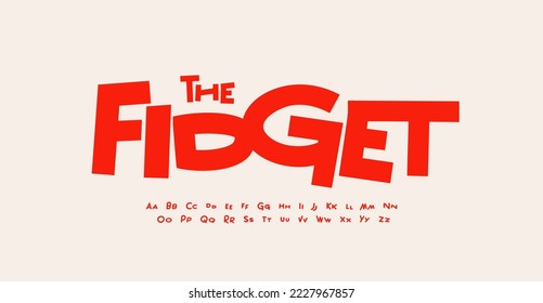 Fidgety jumpy font. Joyful groovy lowercase and uppercase typeset. Crazy irrepressible alphabet, restless type. Dancing letters for birthday, festival and carnival headline. Vector typographic design