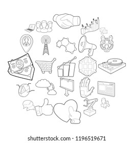 Field of activity icons set. Outline set of 25 field of activity vector icons for web isolated on white background