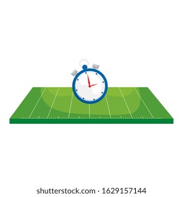 field american football with chronometer vector illustration design
