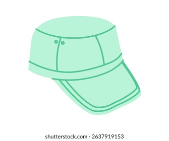 Field Army Cap Hat Summer Head Fashion accessory clothing technical illustration. Vector headgear for Men, women, unisex style, flat template CAD mockup sketch outline isolated