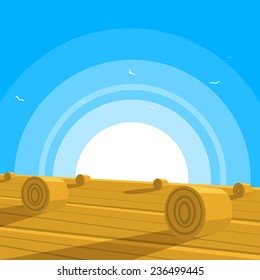 Field with bales of hay