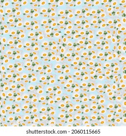 Field of camomiles seamless pattern on background. Trendy floral texture for print, fashion, textile, fabric, decoration, wrapping. 