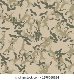 Field camouflage of various shades of green and beige colors. It is a colorful seamless pattern that can be used as a camo print for clothing and background and backdrop or computer wallpaper