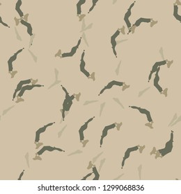 Field camouflage of various shades of green and beige colors. It is a colorful seamless pattern that can be used as a camo print for clothing and background and backdrop or computer wallpaper