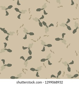 Field camouflage of various shades of green and beige colors. It is a colorful seamless pattern that can be used as a camo print for clothing and background and backdrop or computer wallpaper